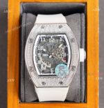 Copy Richard Mille RM010 Watch With Diamonds White Rubber Band 